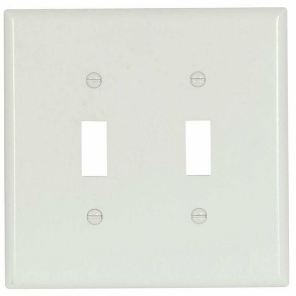 Eaton Wiring Devices Toggle Wallplate, White, Toggle Cutout, Thermoset, Two- Gang, Mid-Size 2039W